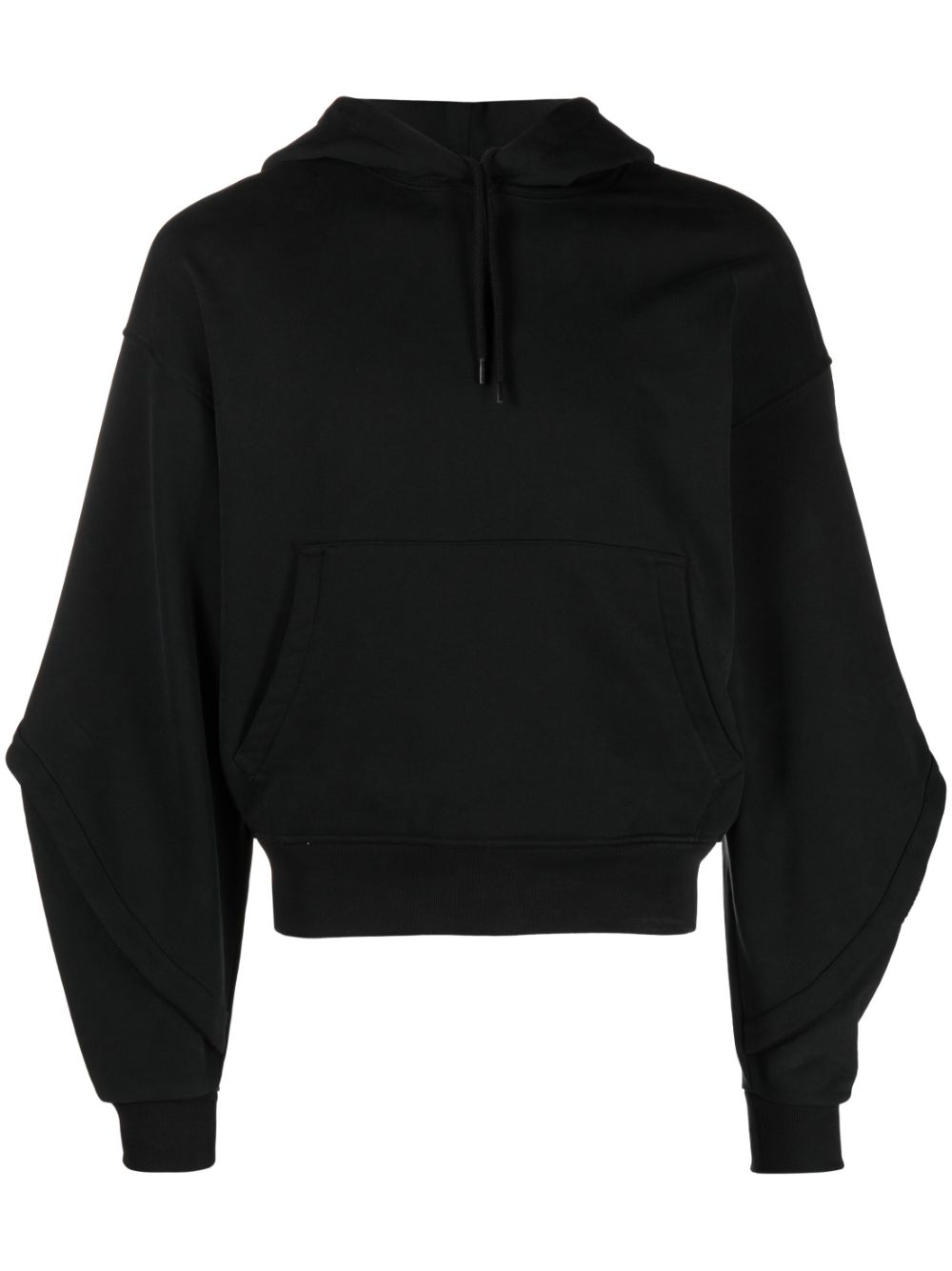 Balloon sleeves drawstring hoodie - Black