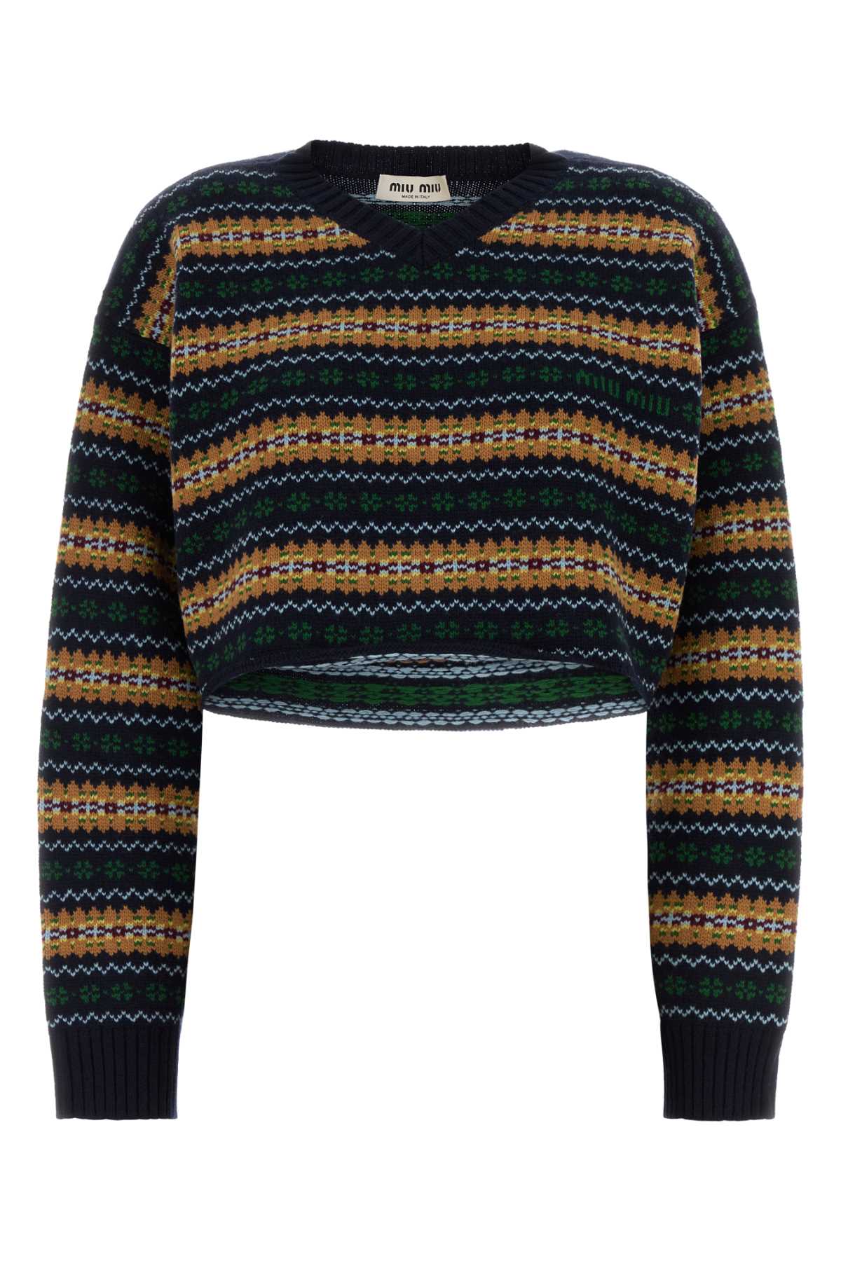 Embroidered Wool Sweater — Navy