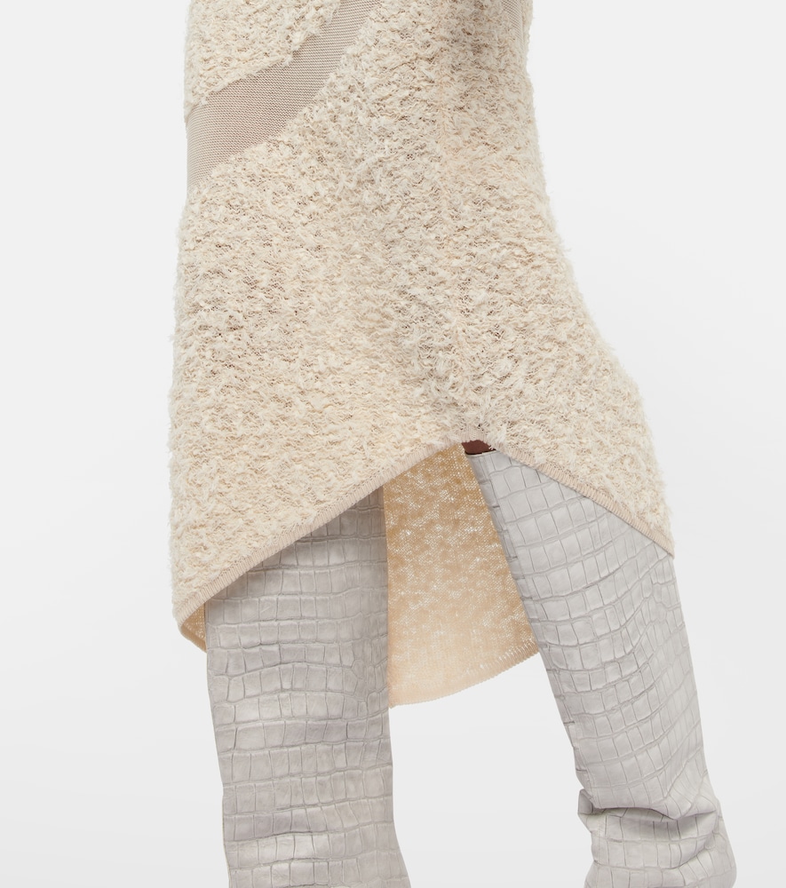 Paneled linen-blend gown