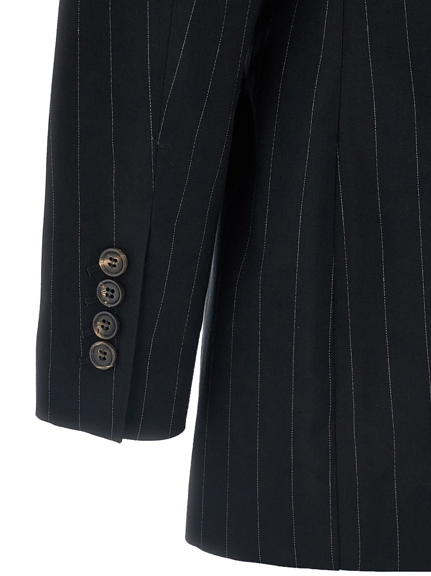Pinstriped Double-Breasted Blazer Blazer And Suits