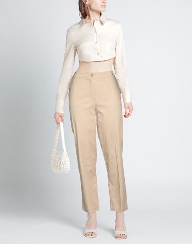 Woman Pants Beige Size 2 Cotton, Elastane