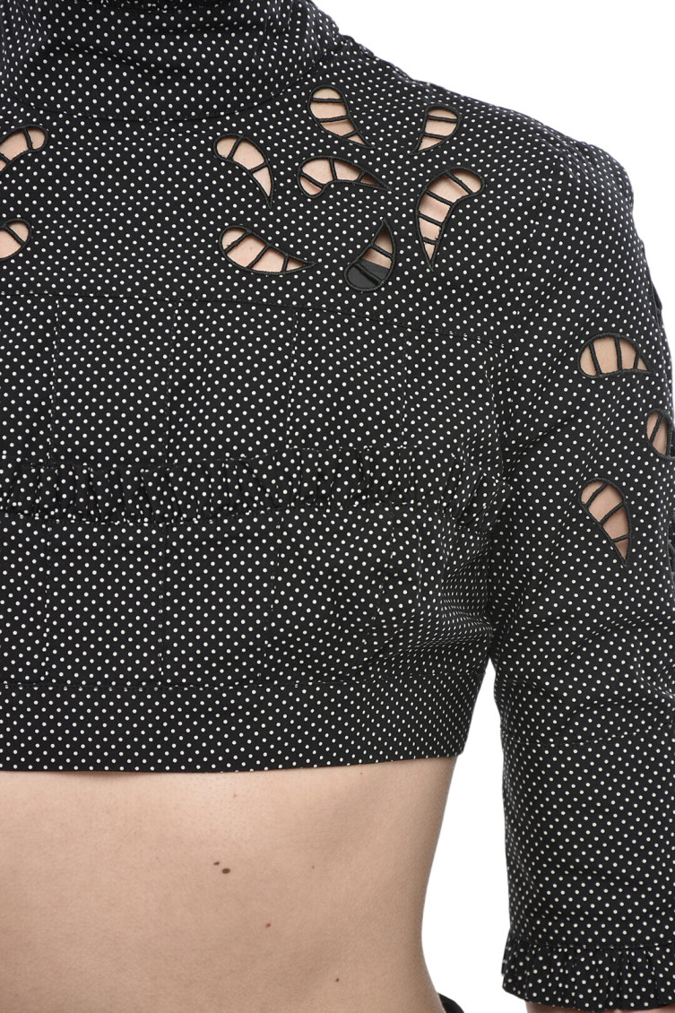 Black Polka Dot Turtle Neck Top