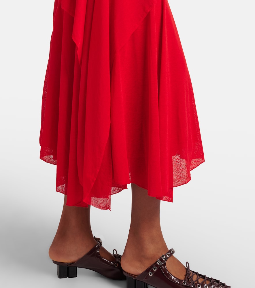 Draped asymmetric midi dress