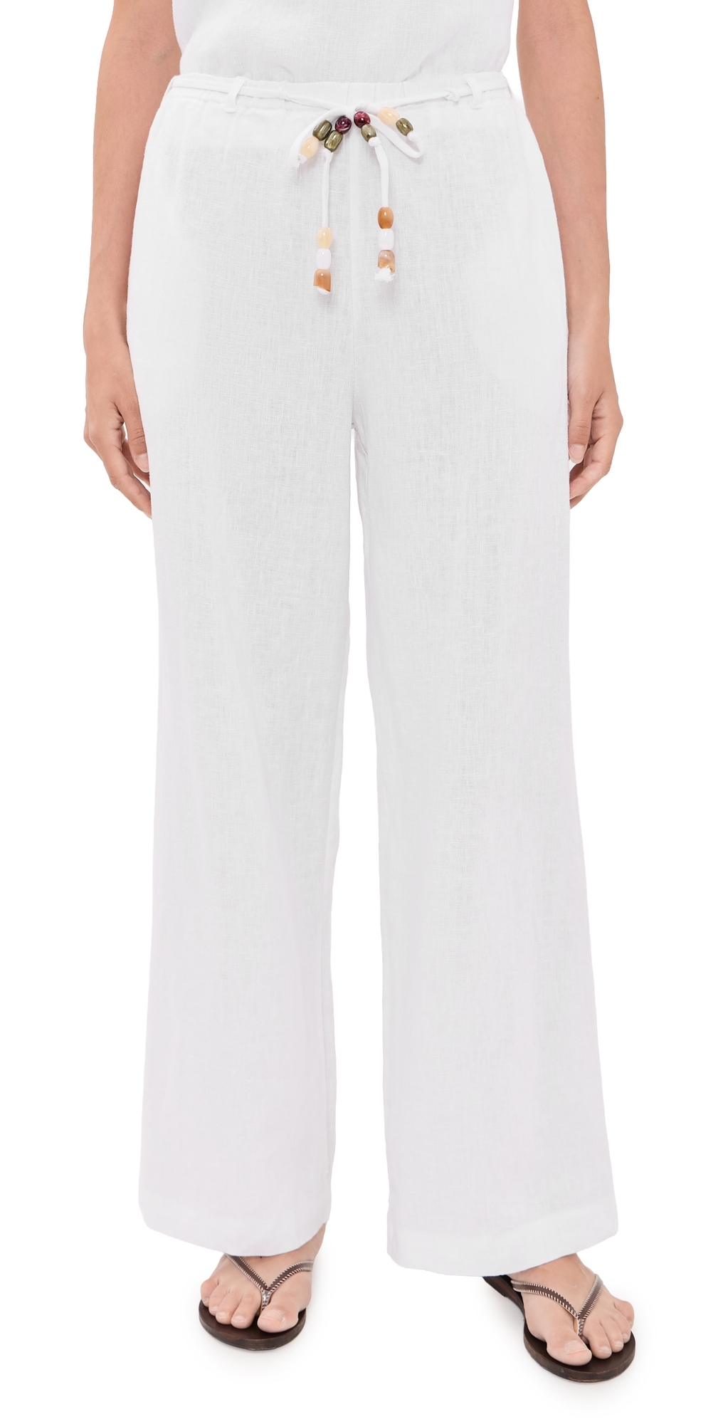 Beaded Belt Pants White