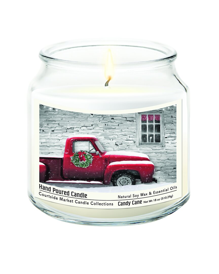 Red Pick-Up Truck With Wreath Candle