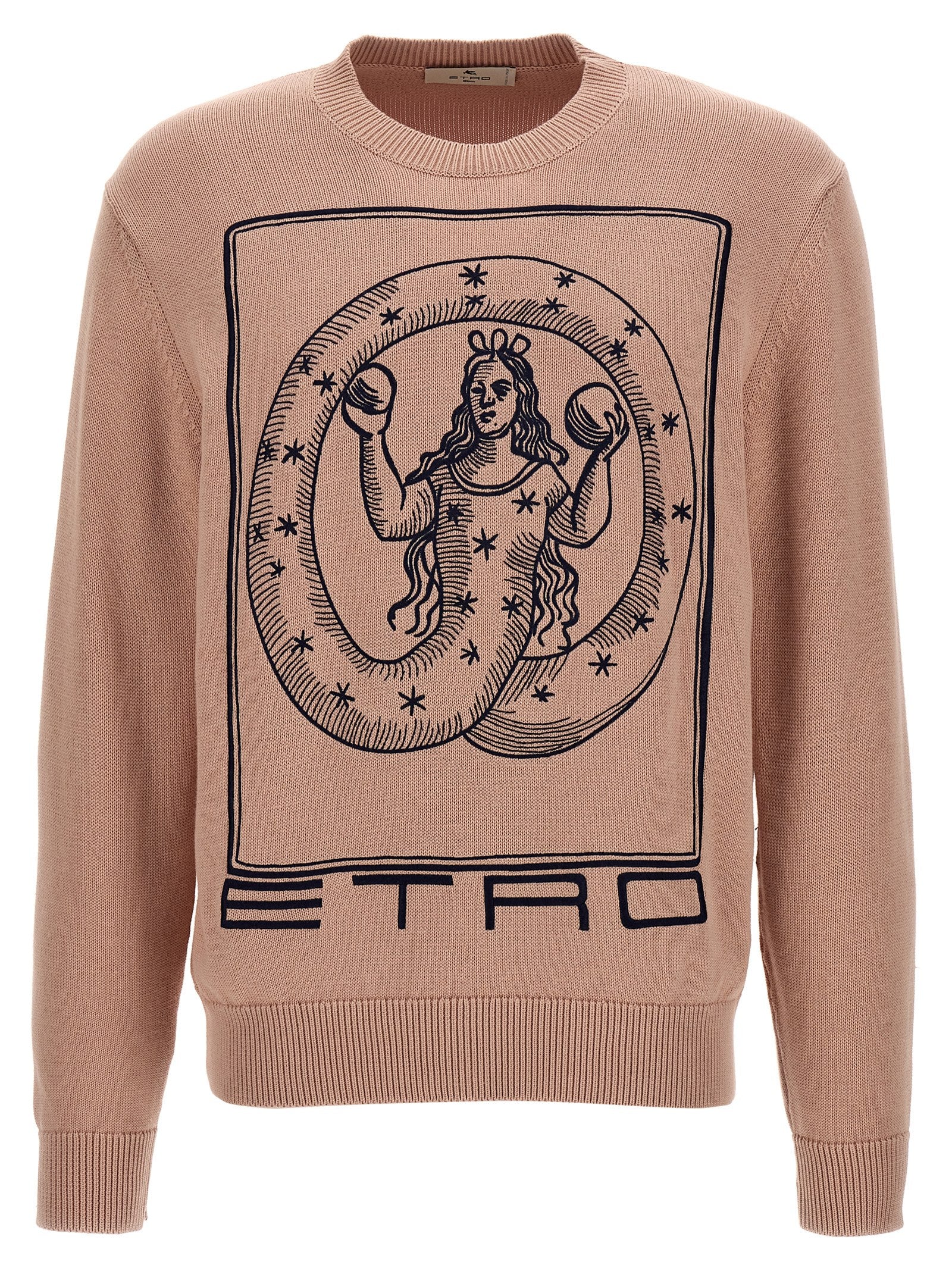 Celestial-Embroidered Cotton Sweatshirt — Taupe