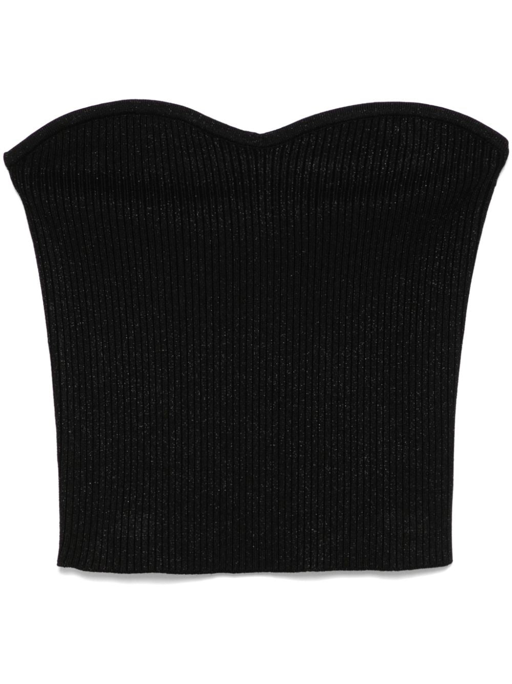 Lurex Ribbed Knit Tank Top — Black