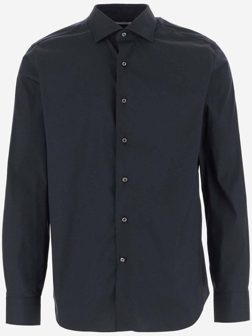 Navy Blue Long Sleeves Cotton Shirt