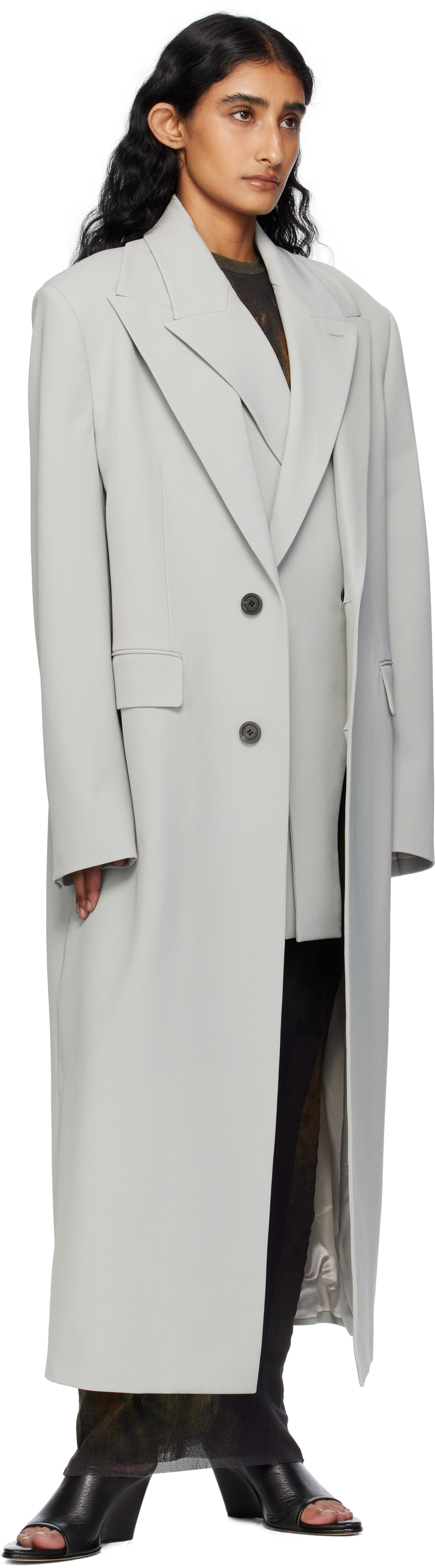 Green Double Layer Body Detail Coat