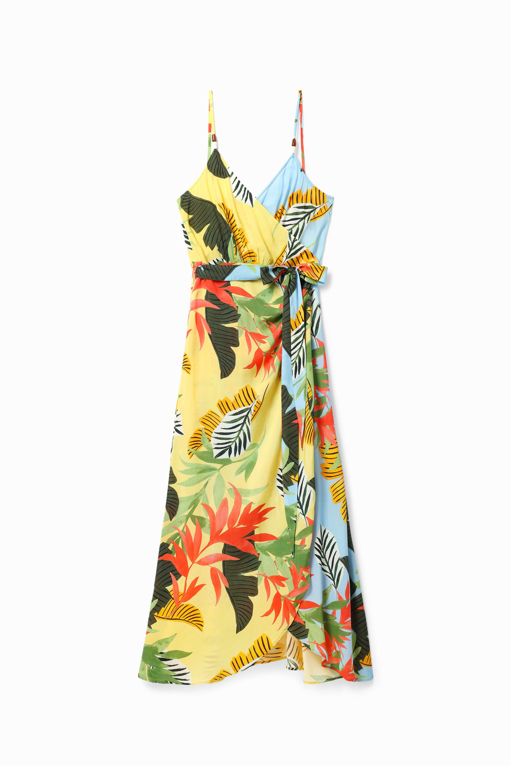 Tropical wrap midi dress