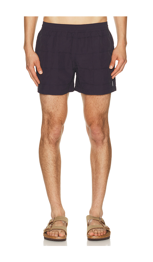 AUTO-REPLY 4 Grid Pintuck Sebastian Swim Trunk in Grid Storm - Navy. S also in M, L, XL/1X