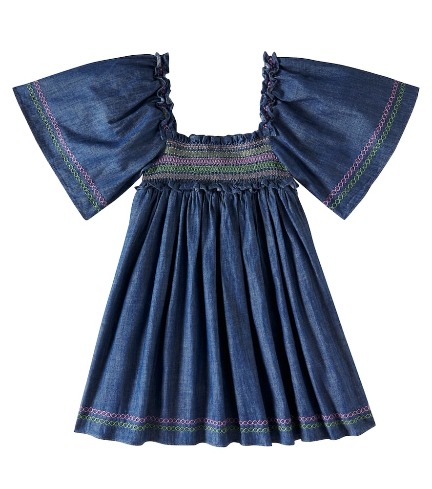 Zimmermann Kids Tallow shirred denim dress
