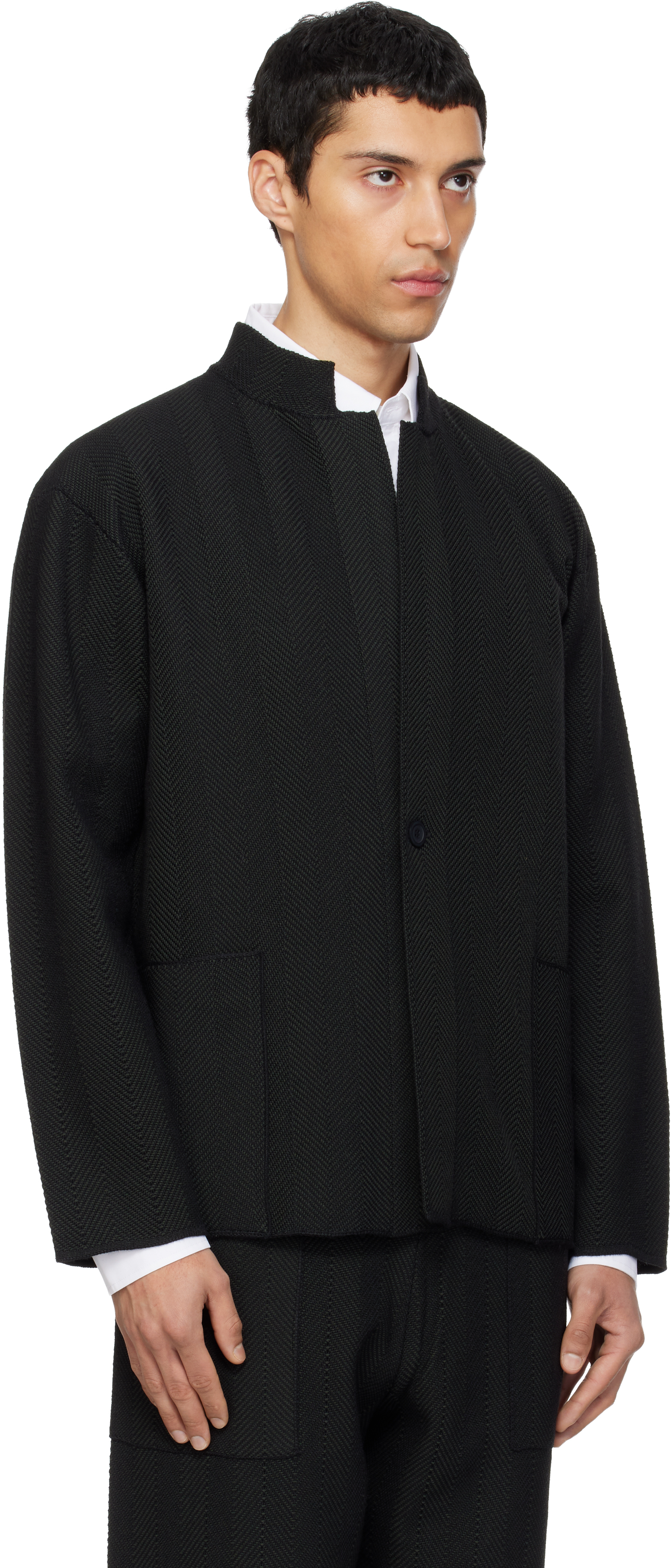 Black Inlaid Knit Jacket