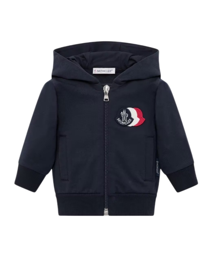 Tricolor Logo Cotton Zip-Up Hoodie