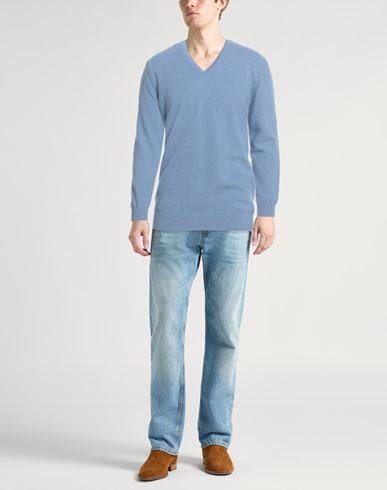 Man Sweater Light blue Size L Wool, Cashmere