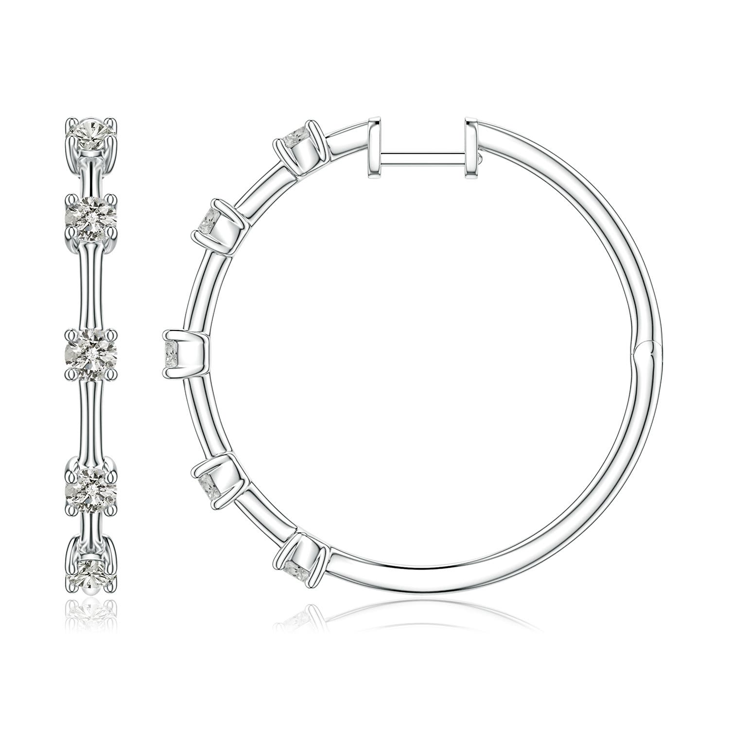 Angara 1.05 CTW Round Diamond Five-Stone Station Hoop Earrings in Silver