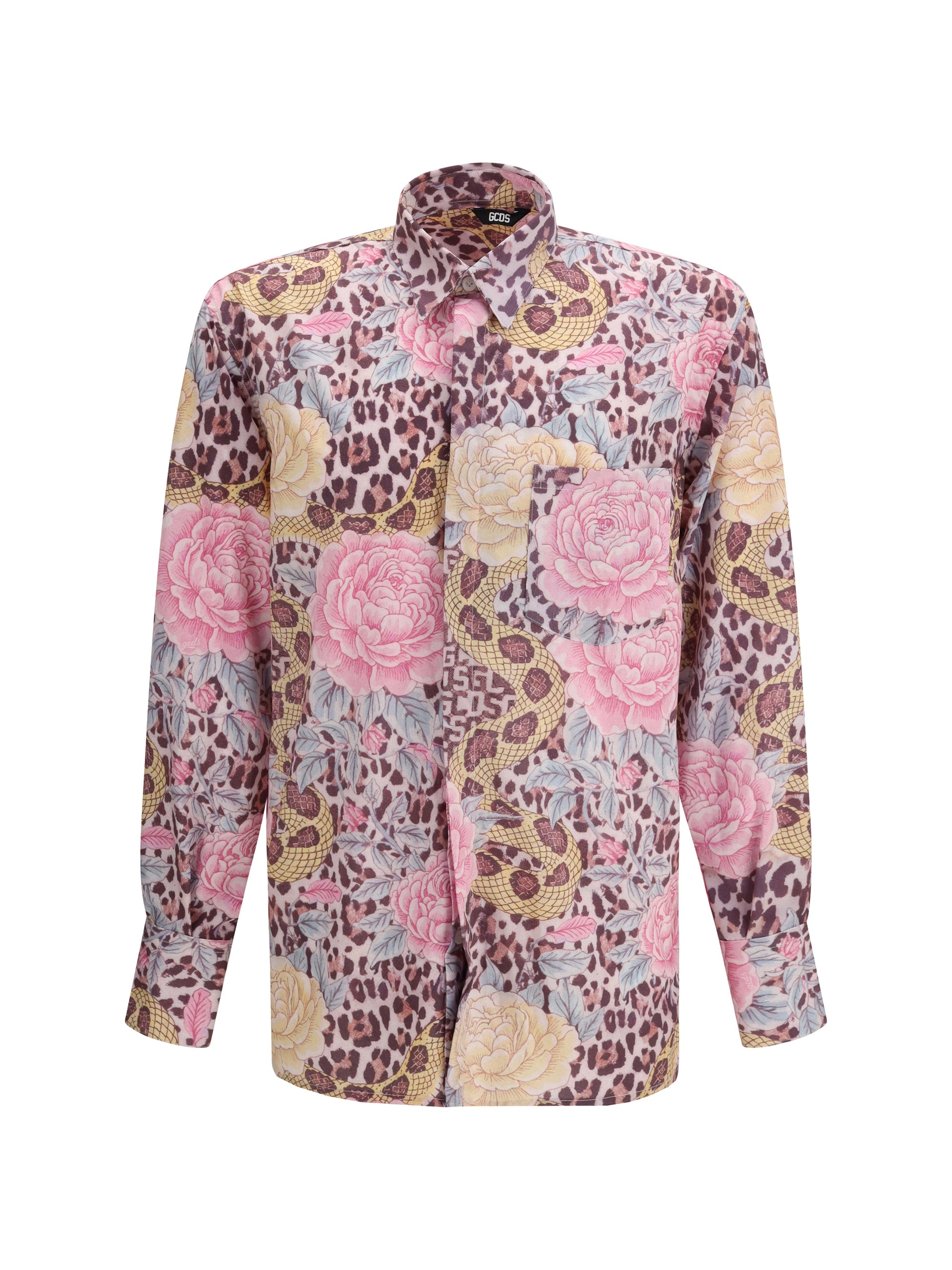 Animal Print Floral Shirt — Pink