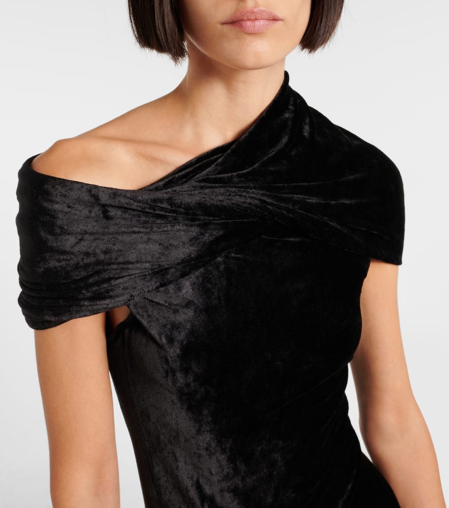 Lola asymmetric velvet gown