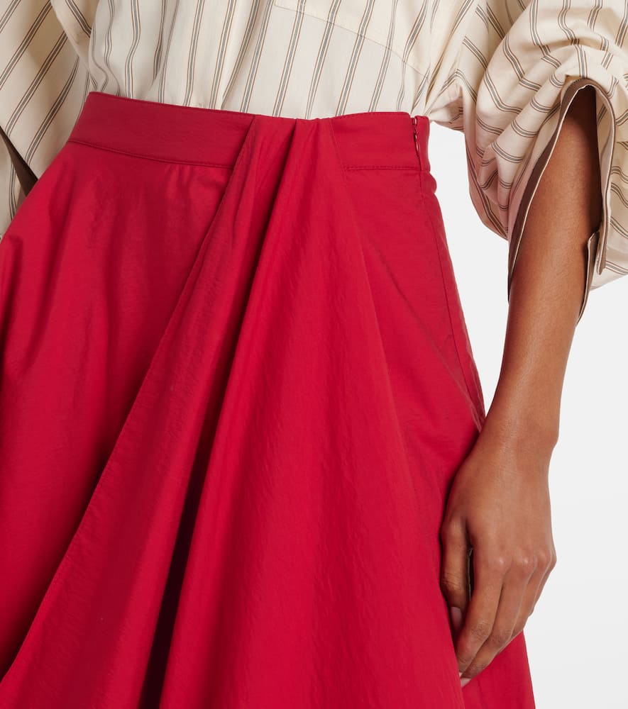 Cotton-blend midi skirt