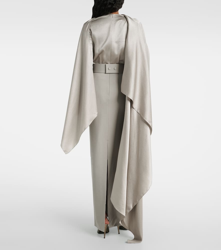 Solace London Rosalia draped satin-trimmed gown