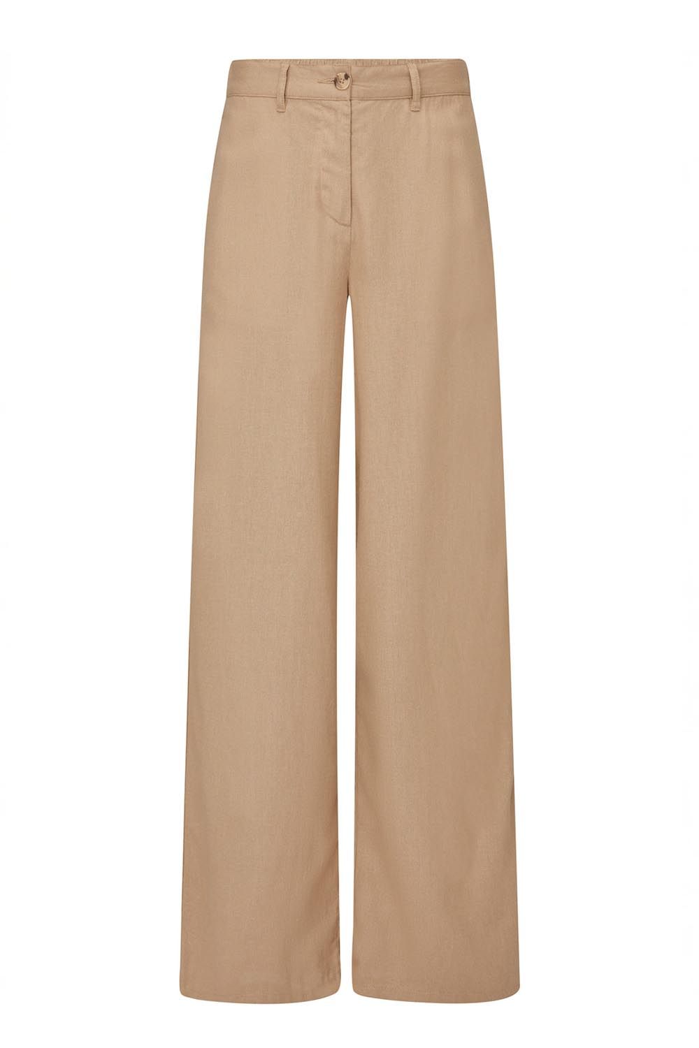 Cotton Traders Linen Blend Wide Leg Trousers 27" 68. Inside Leg In Medium Beige
