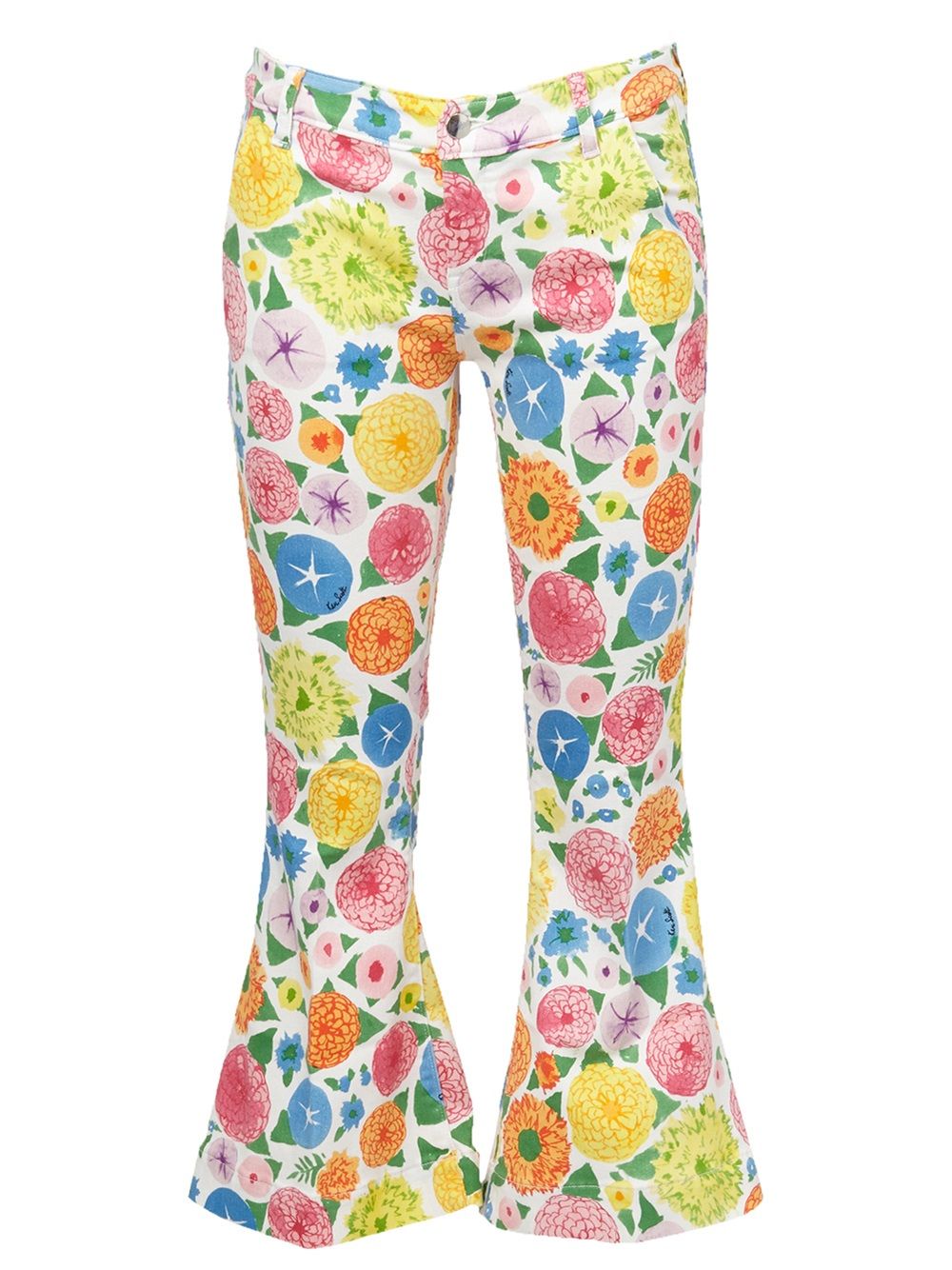 Printed cropped jeans - White