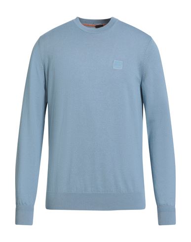 Man Sweater Sky blue Size L Cotton, Cashmere