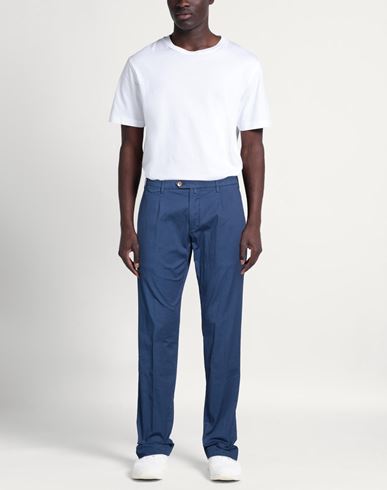 Man Pants Navy Size 38 Cotton, Elastane