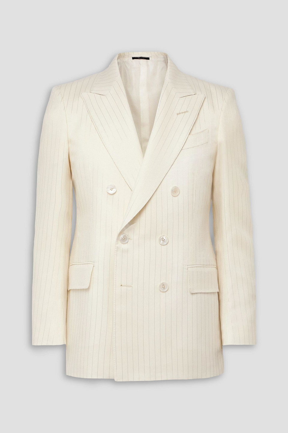 Dyllan double-breasted metallic striped wool-blend suit jacket - White - IT 52