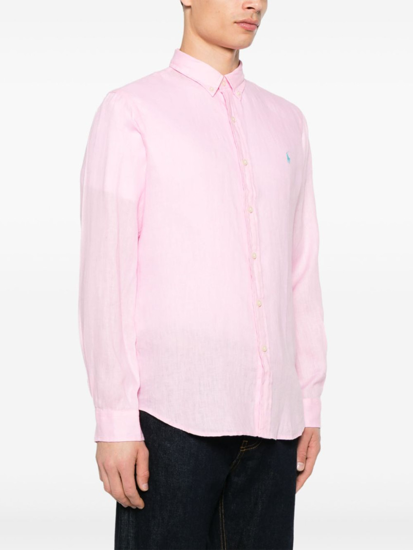 Pink Logo Linen Shirt