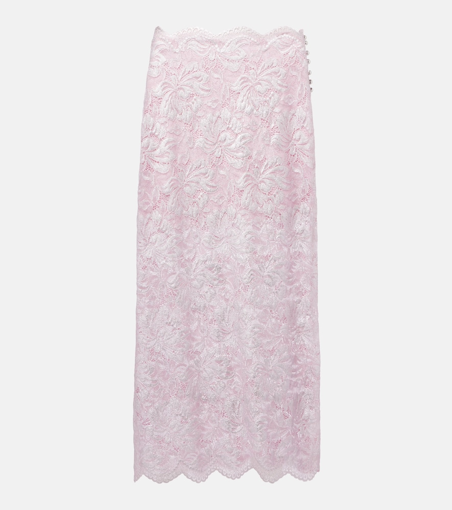 Floral lace midi skirt