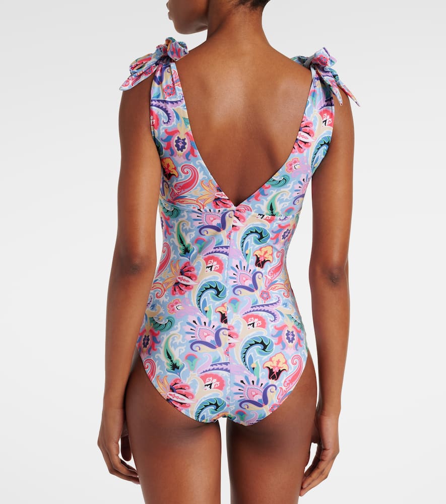 Printed bow-detail swimsuit
