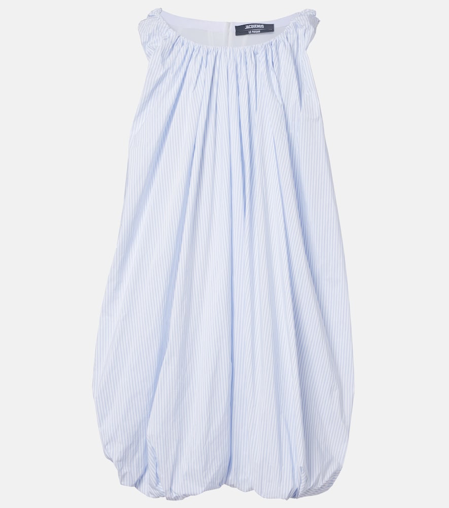 Lavande gathered striped midi dress