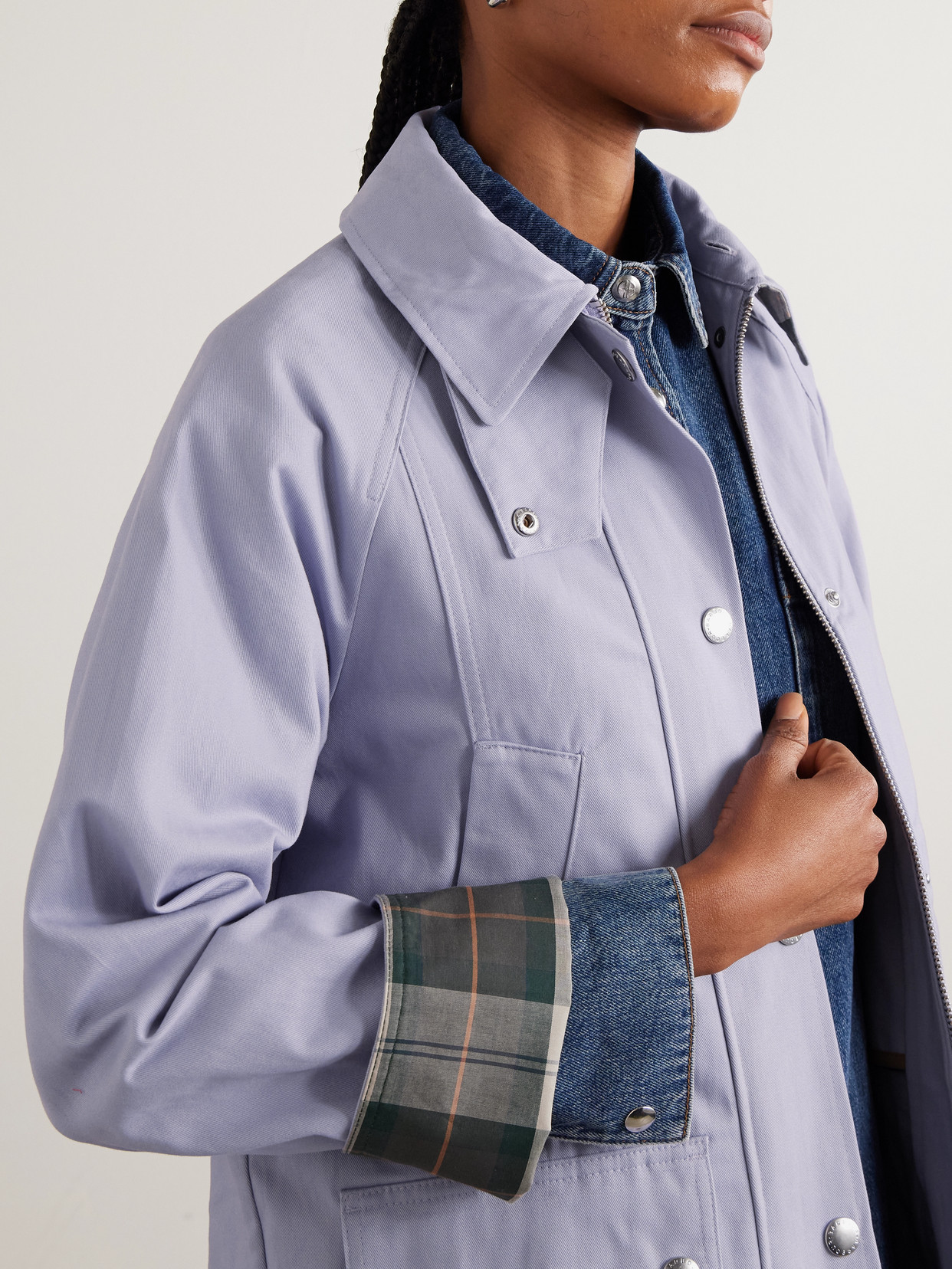Beadnell Convertible Corduroy-trimmed Cotton-twill Jacket - Purple