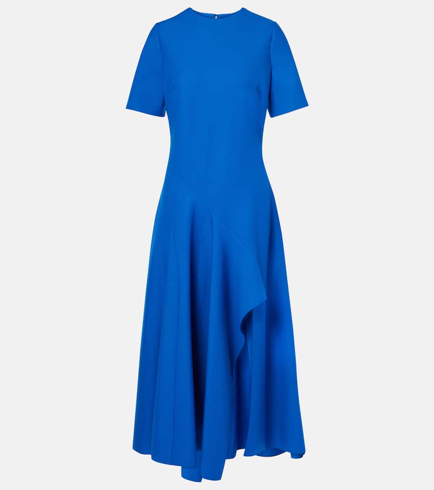 Draped wool-blend midi dress