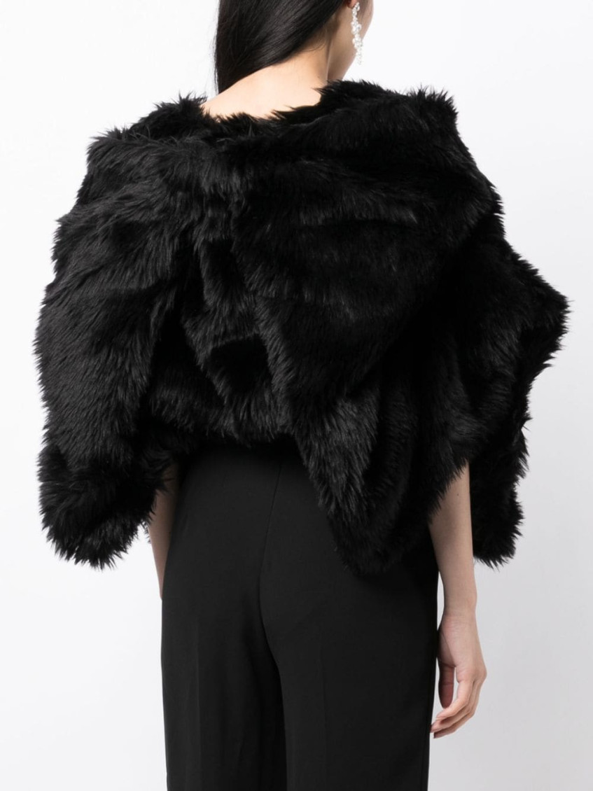Black Faux fur cropped jacket