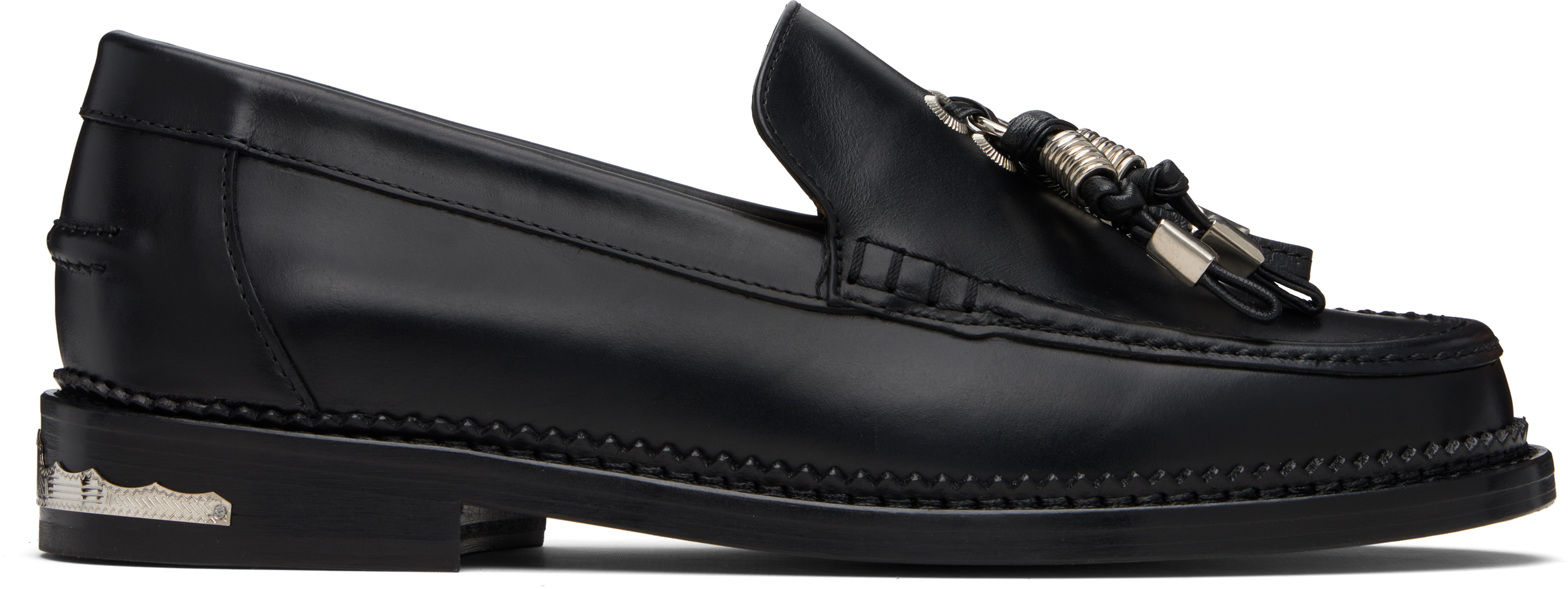 Black Hard Leather Loafers