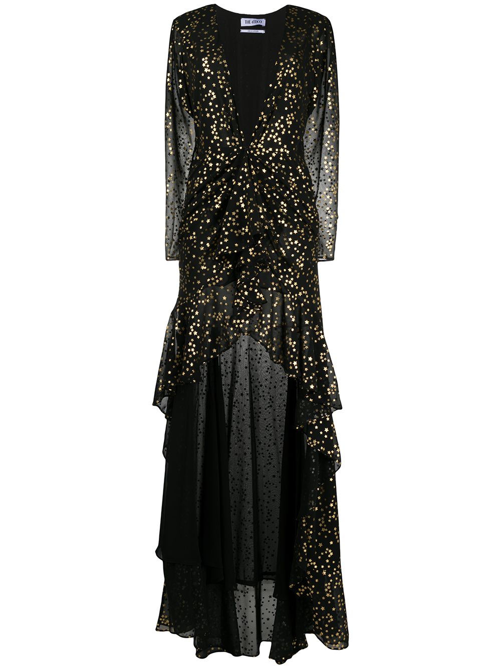 Star-print plunge-neck dress - Black
