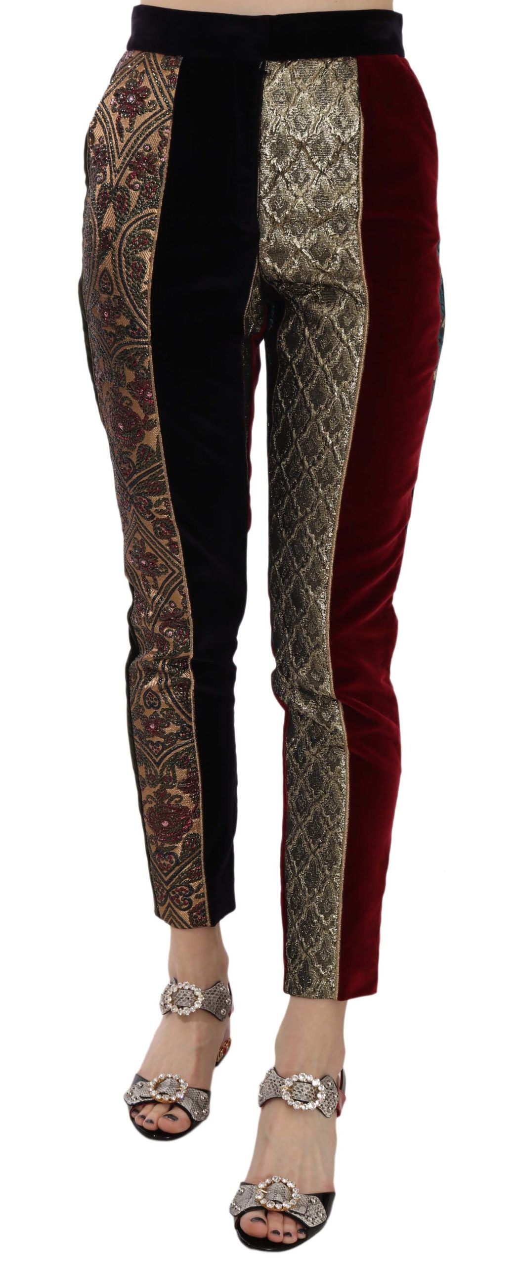 Jacquard Patchwork Trousers — Multicolor