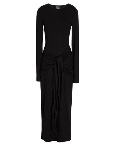 Viscose Draped Front Maxi Dress Woman Maxi dress Black Size XS Viscose, Elastane