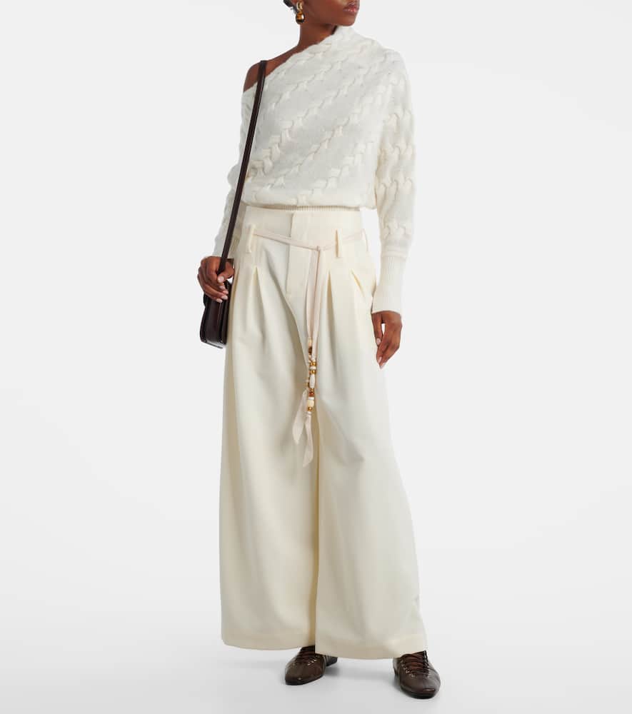 Pleated high-rise wide-leg pants