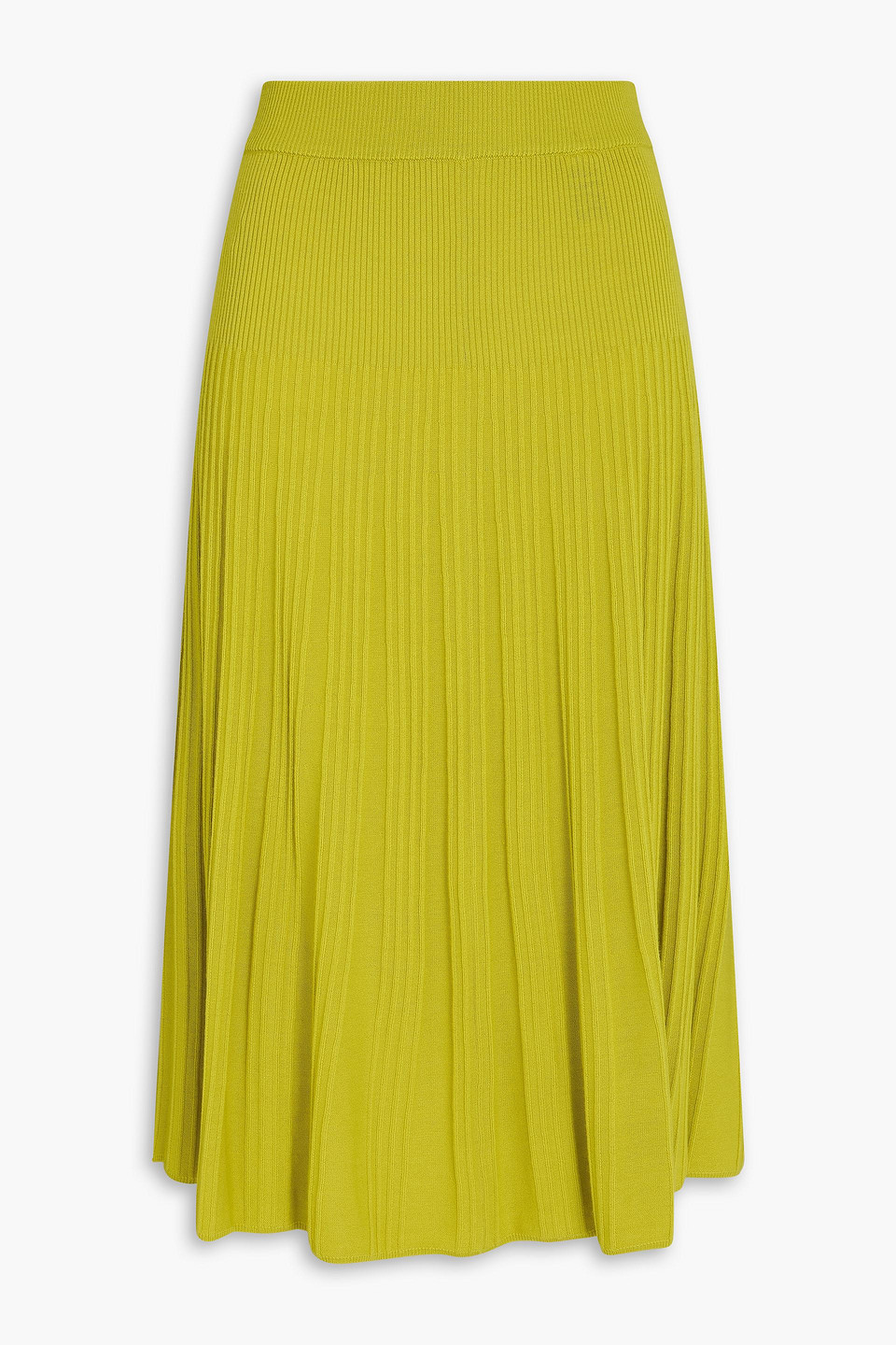 Ribbed merino wool midi skirt - Green - XS