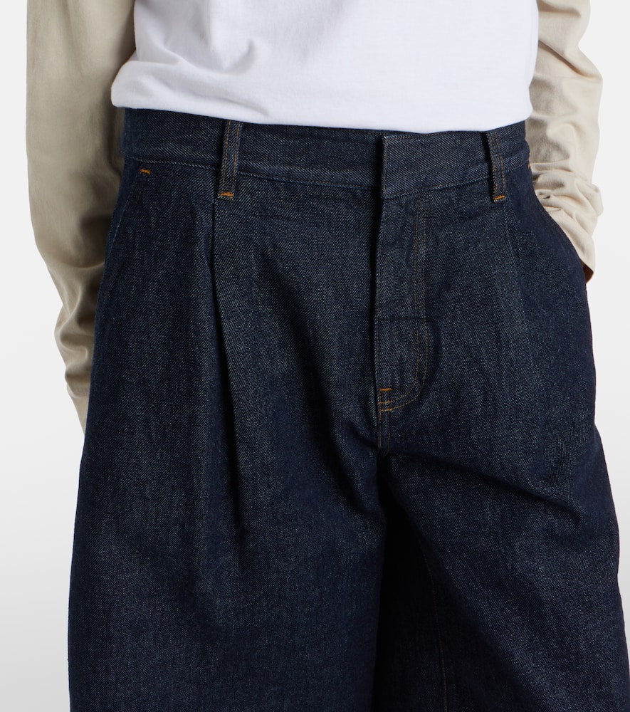 Tailored low-rise denim wide-leg shorts