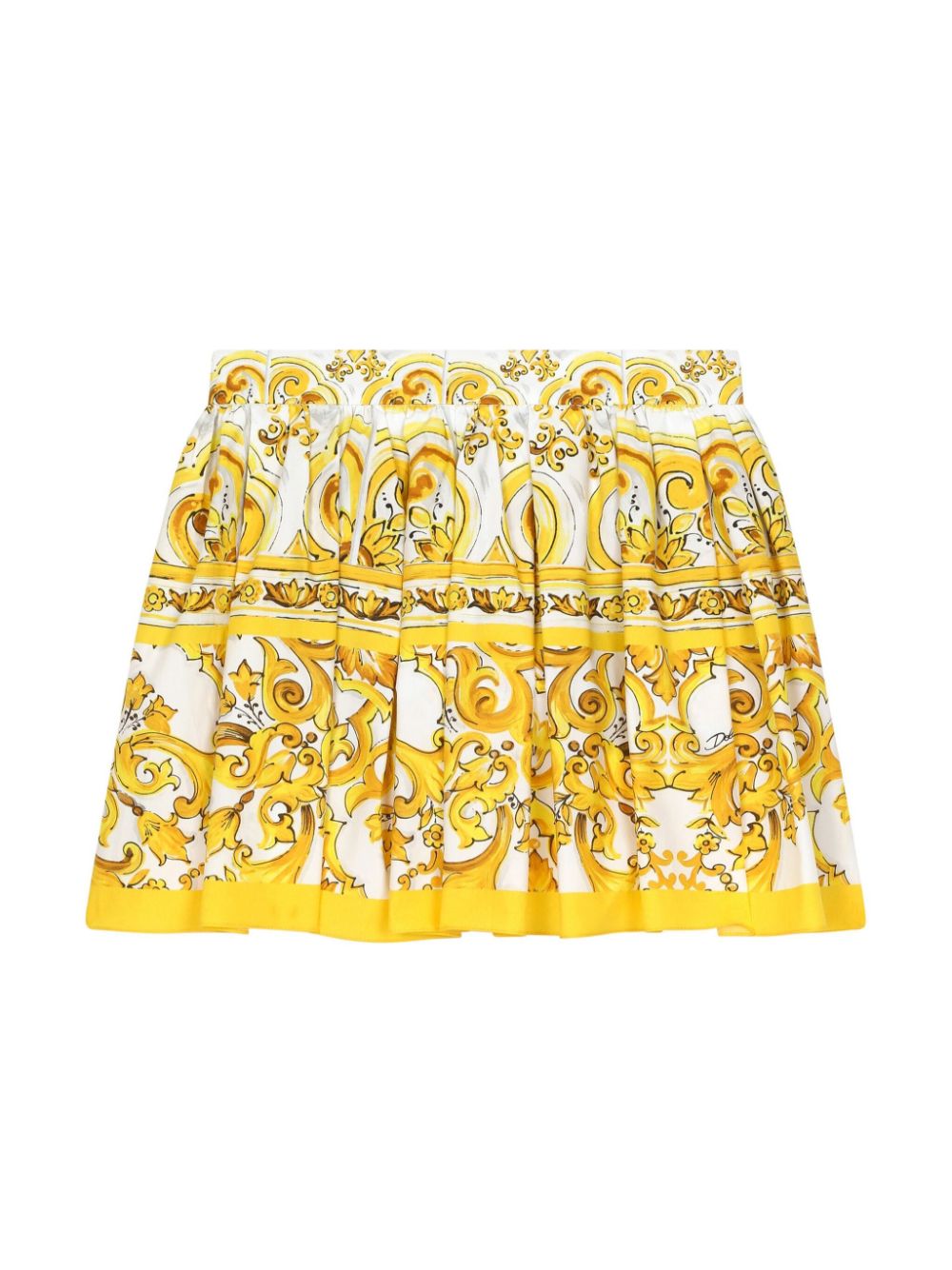 Majolica-print cotton skirt - Yellow