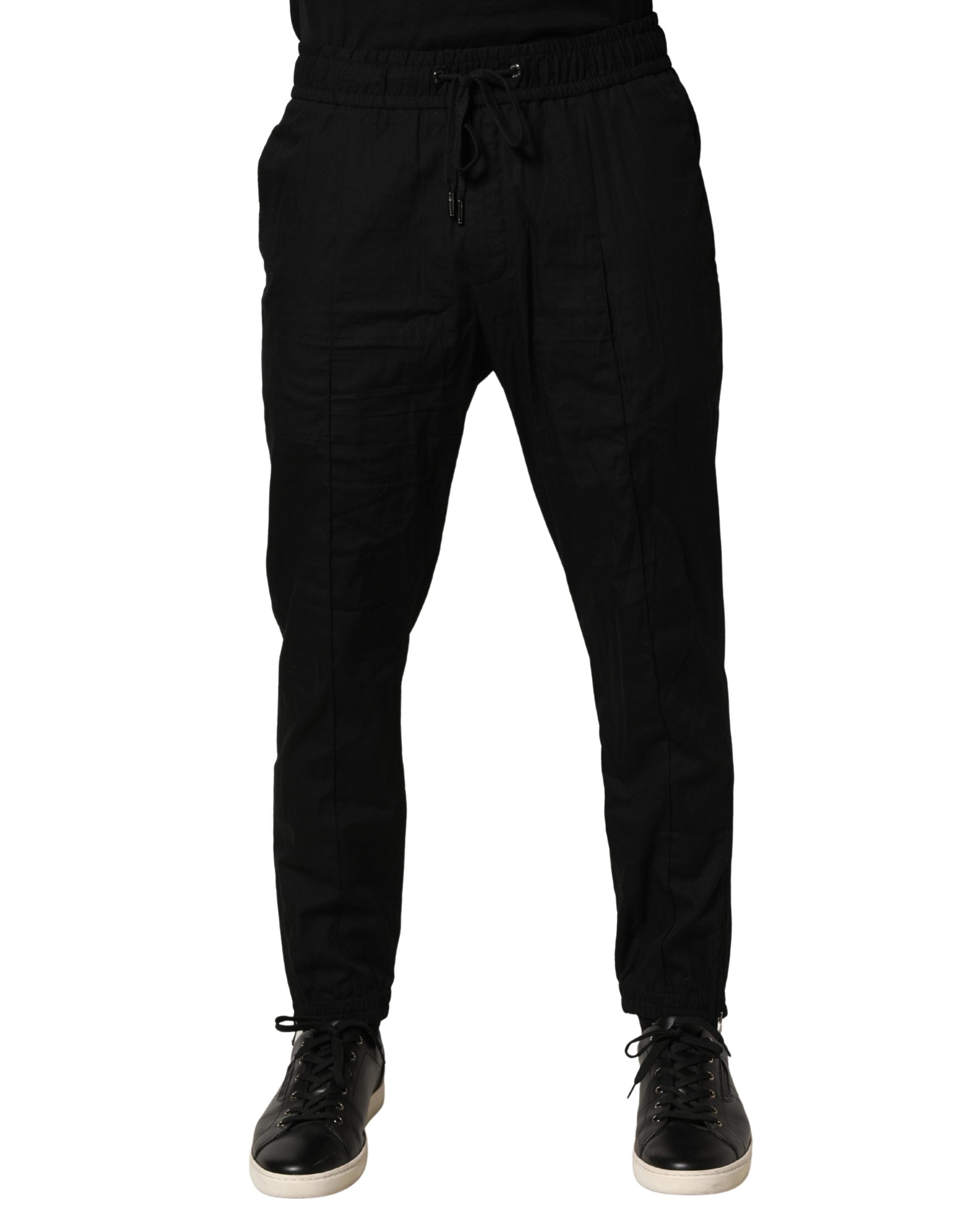 Cotton Drawstring Joggers — Black