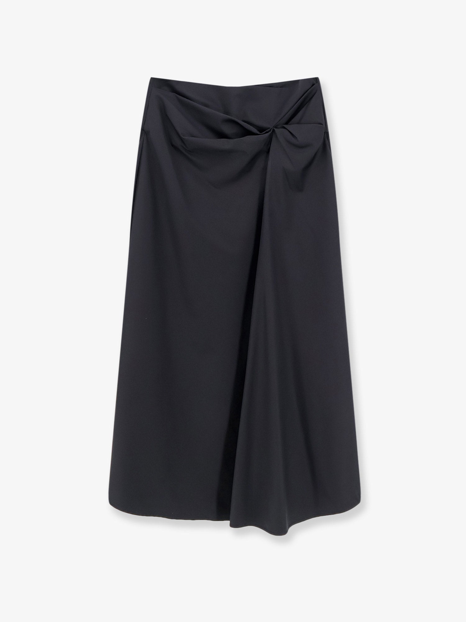 Draped Cotton-Blend Skirt — Black