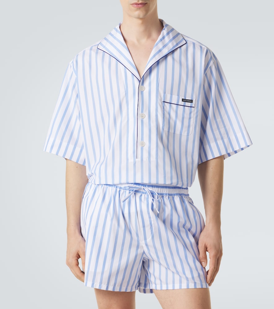 Striped cotton and silk poplin shirt