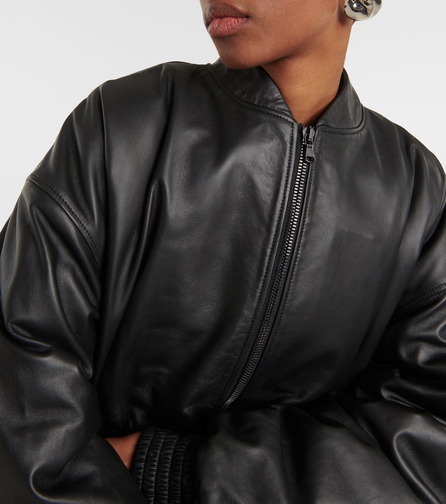 Leather bomber jacket