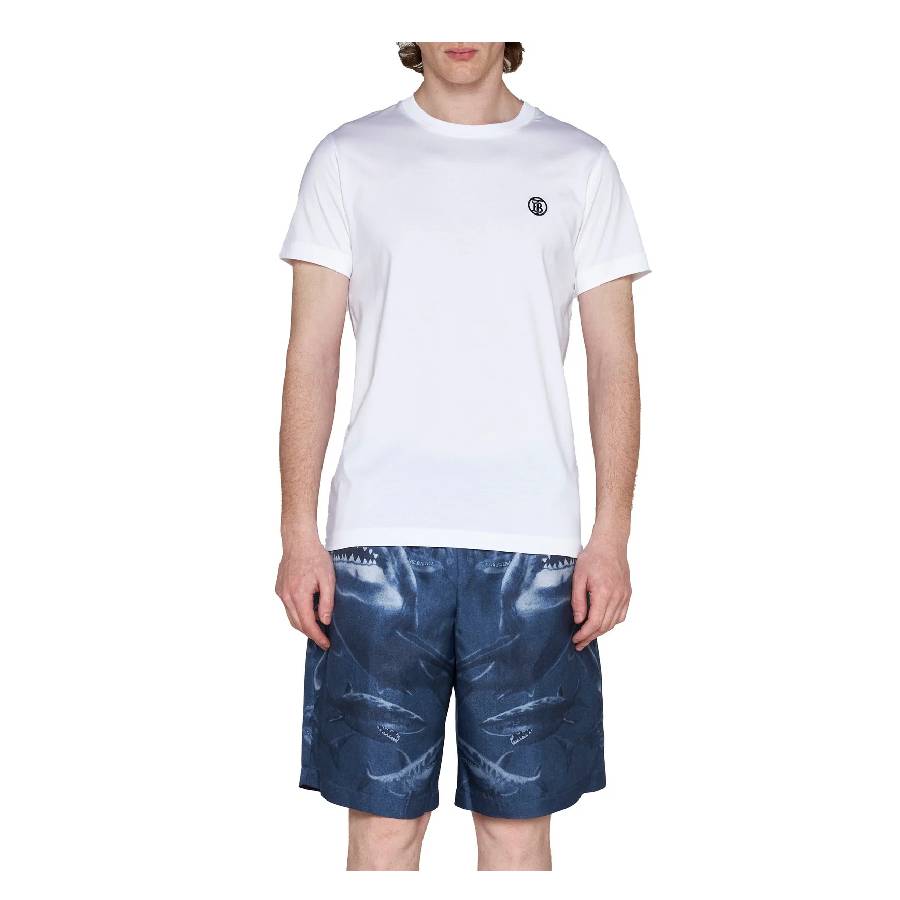 Shark-Print Silk Shorts