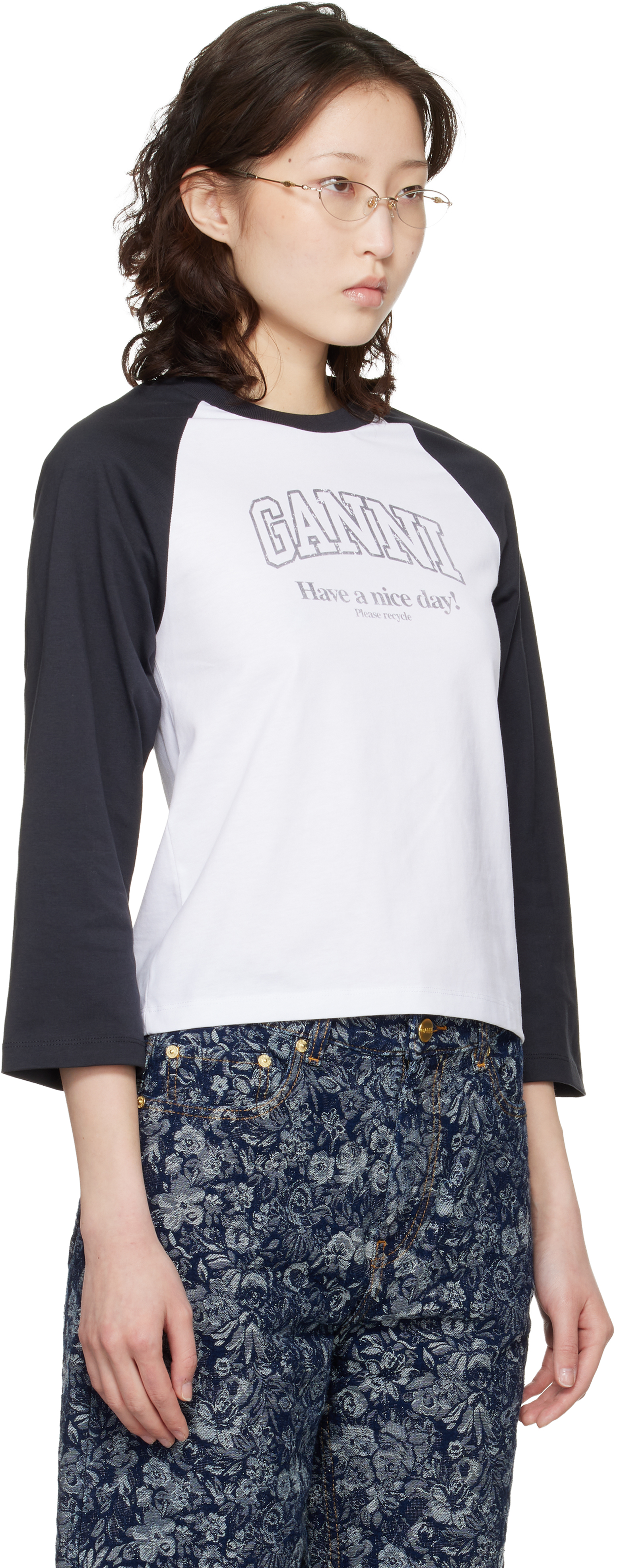White & Black Basic Jersey Baseball T-shirt